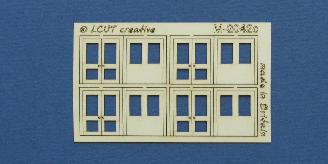M 20-42c N gauge kit of 4 double doors type 2 Kit of 4 double doors type 2. Designed in 2 layers with an outer frame/margin. Made from 0.35mm paper.
